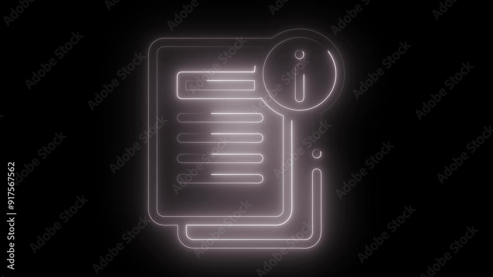 Glowing Blue Neon Document Icon with Information Symbol, Essential for Data, Files, and Information UI Design. Glowing Blue Neon Document Icon with Information Symbol, Essential for Data, Files, and Information UI Design.