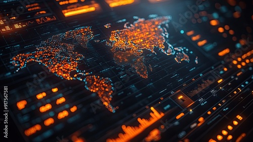 A close-up of a digital dashboard showing several global economic development metrics photo