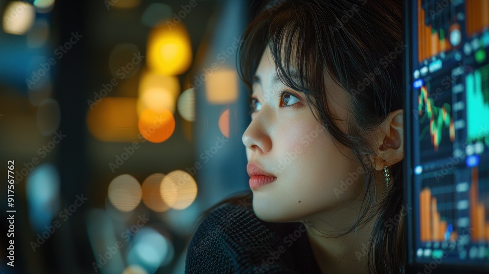 Businesswoman Looking at Charts Businesswoman Looking at Charts