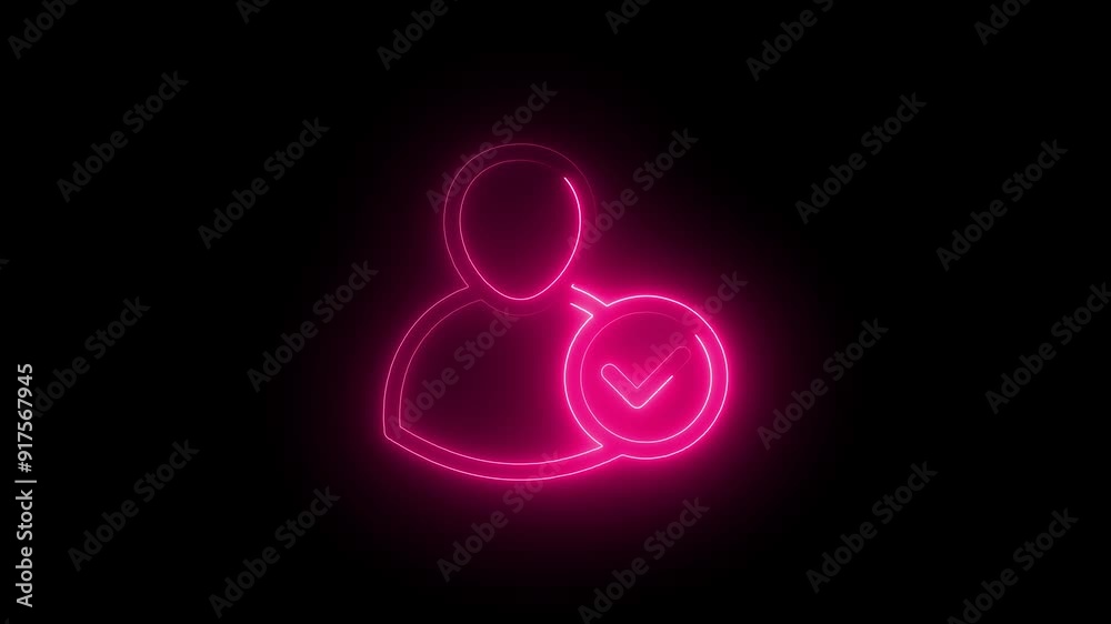 Neon User Profile Icon with Checkmark - Ideal for User Verification, Account Management, and Profile Approval Neon User Profile Icon with Checkmark - Ideal for User Verification, Account Management, and Profile Approval