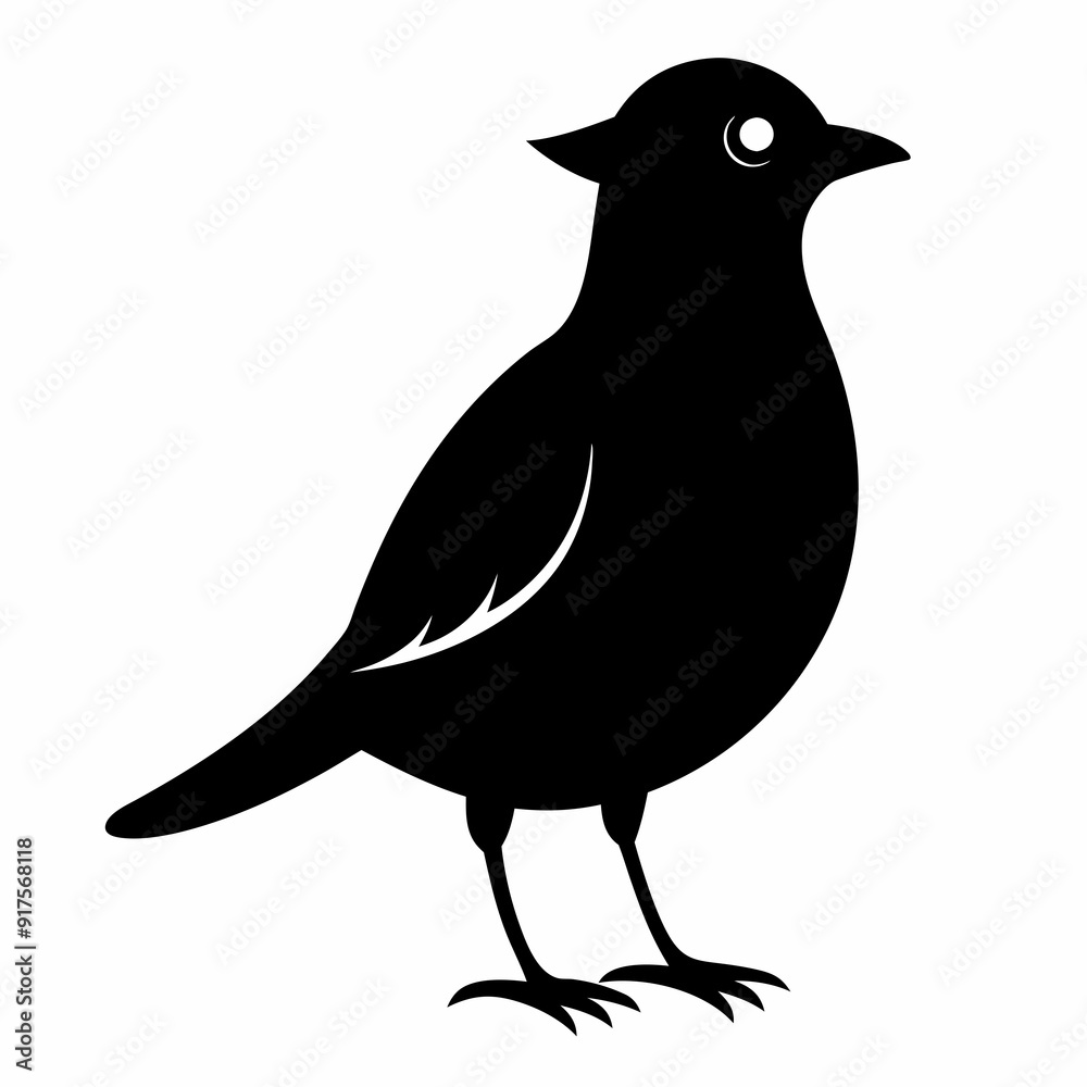Fototapeta premium lark isolated on white background, lark vector illustration, bird on a branch vector art, lark silhouette, bird vector icon, Ducks on a branch line art, eps 