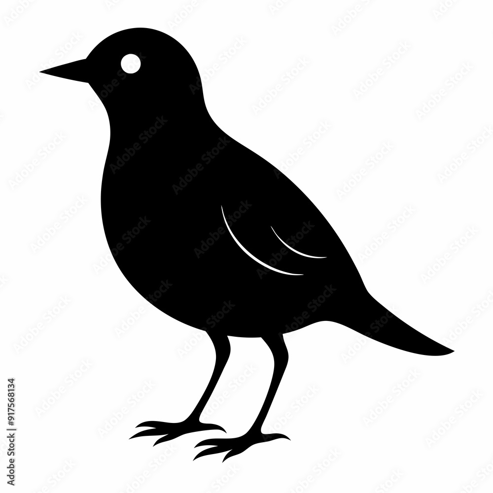 Obraz premium lark isolated on white background, lark vector illustration, bird on a branch vector art, lark silhouette, bird vector icon, Ducks on a branch line art, eps 
