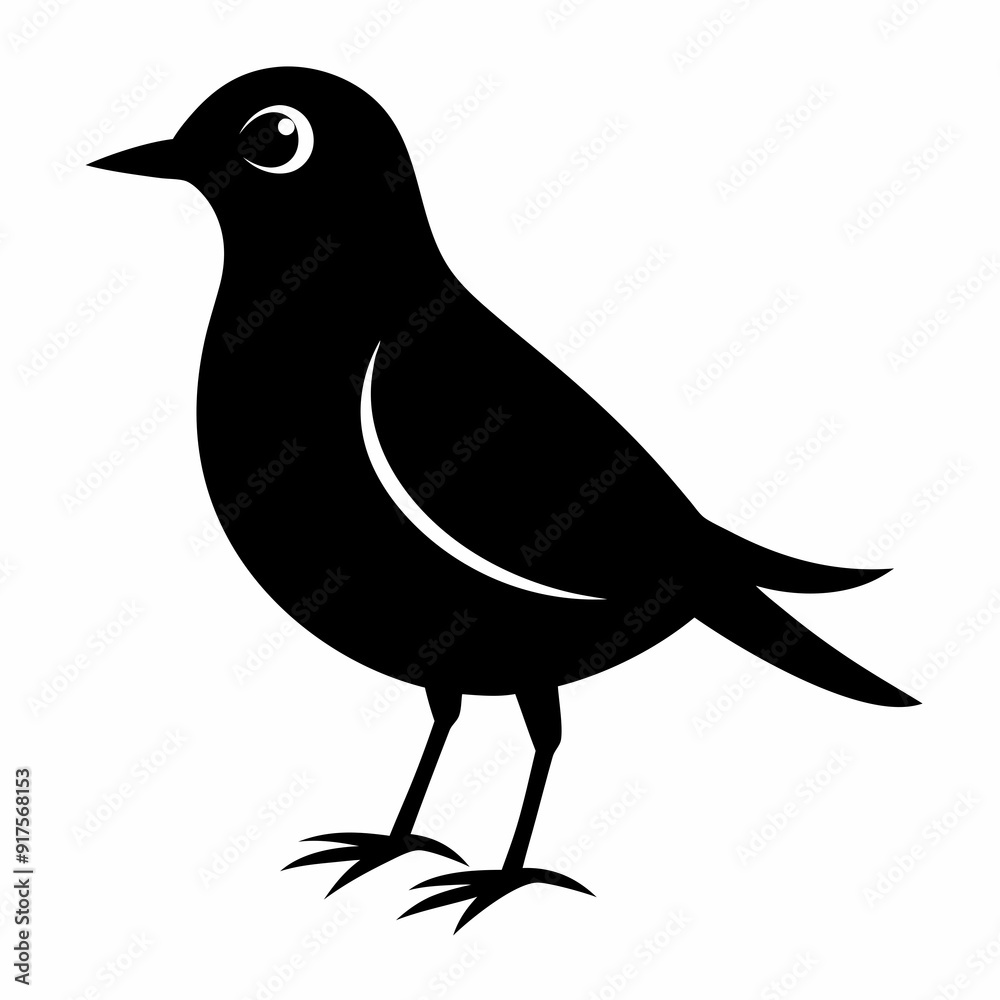 Fototapeta premium lark isolated on white background, lark vector illustration, bird on a branch vector art, lark silhouette, bird vector icon, Ducks on a branch line art, eps 