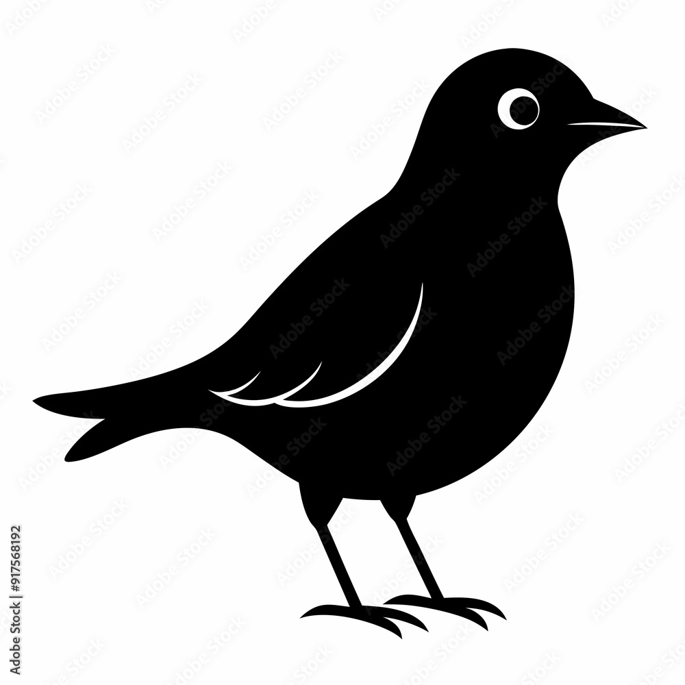 Fototapeta premium lark isolated on white background, lark vector illustration, bird on a branch vector art, lark silhouette, bird vector icon, Ducks on a branch line art, eps 
