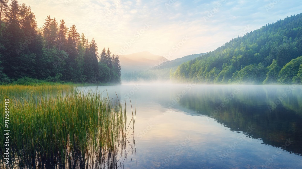 Misty Morning Lake Misty Morning Lake