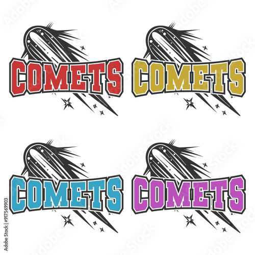 Comets Illustration Clip Art Design Shape. Mascot Silhouette Icon Vector.
