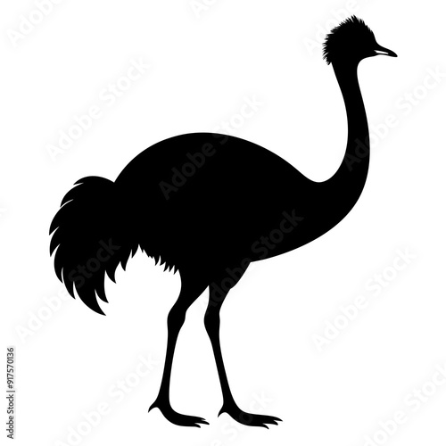 ostrich cartoon isolated on white, ostrich vector illustration, bird on a branch vector art, ostrich silhouette, bird vector icon, ostrichs on a branch line art, eps photo