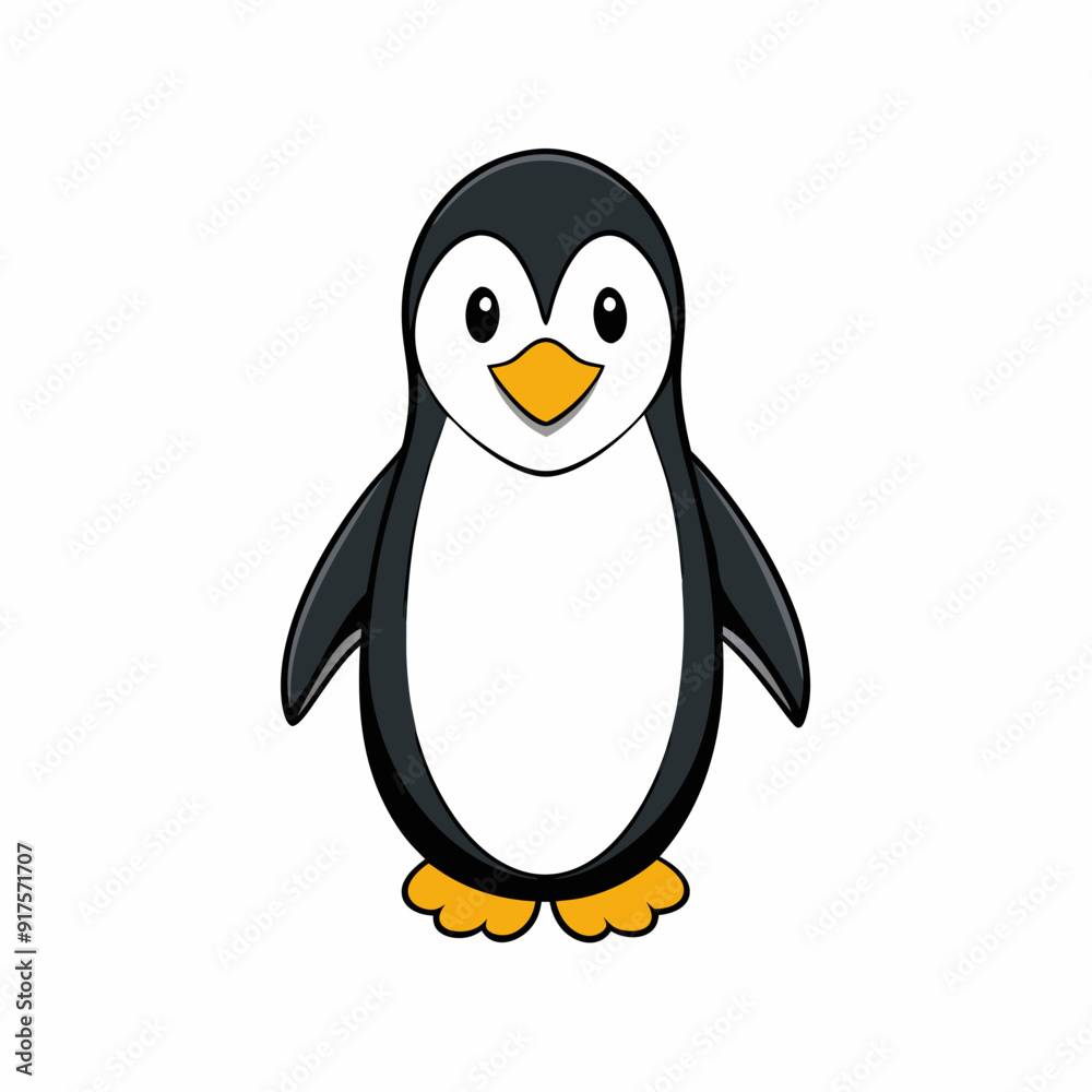 Fototapeta premium penguin cartoon isolated on white, penguin vector illustration, bird on a branch vector art, penguin silhouette, bird vector icon, penguins on a branch line art, eps
