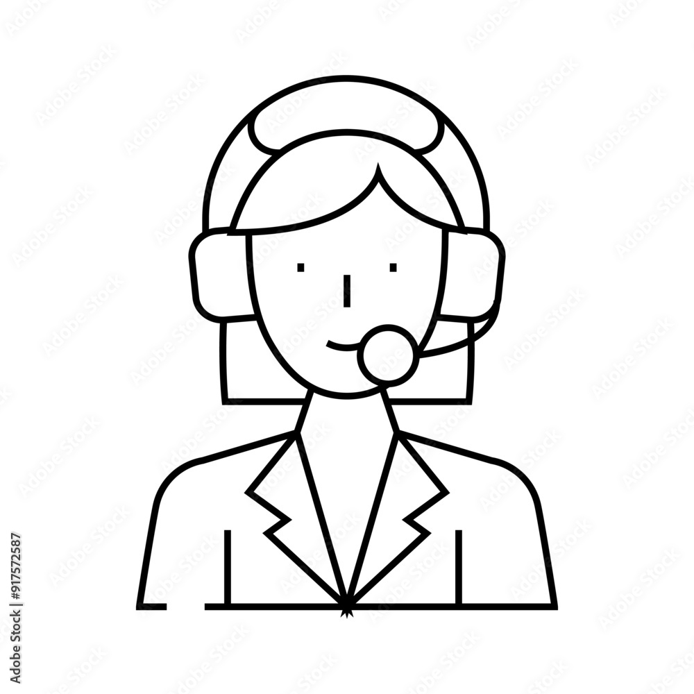 call center worker line icon vector. call center worker sign. isolated contour symbol black illustration call center worker line icon vector. call center worker sign. isolated contour symbol black illustration