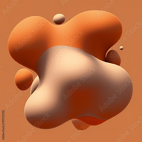 Cellular Serenity: Microscopic Dreamscape. Close-up view of smooth, orange blob-like shapes reminiscent of cell structures