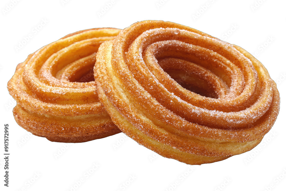 Fototapeta premium Delicious golden brown churros sprinkled with sugar, perfect for dessert or a sweet snack.