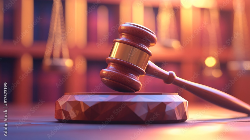 Close-up of a wooden judge's gavel resting on a block, set against a blurred background of a courtroom, symbolizing justice and legal authority. Close-up of a wooden judge's gavel resting on a block, set against a blurred background of a courtroom, symbolizing justice and legal authority.