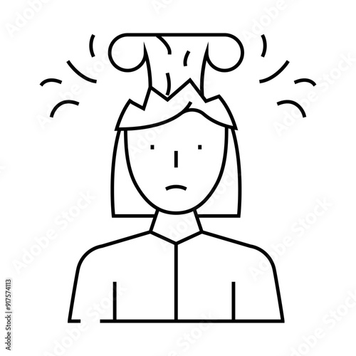 brain explosion female line icon vector. brain explosion female sign. isolated contour symbol black illustration