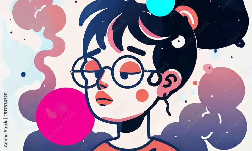 Girl in Glasses with a Thoughtful Expression Girl in Glasses with a Thoughtful Expression