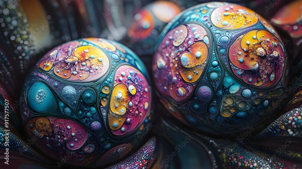 Mesmerizing Spherical Patterns:Vibrant 3D Abstract Digital Art with Intricate Geometrical Designs