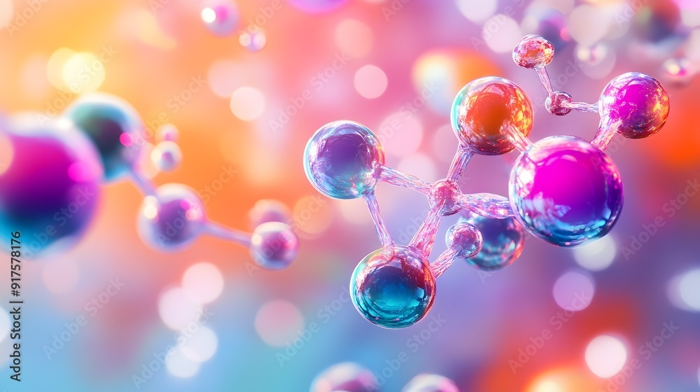Captivating 3D Molecular Structures in Vibrant Colors Representing Scientific Innovation and Captivating 3D Molecular Structures in Vibrant Colors Representing Scientific Innovation and