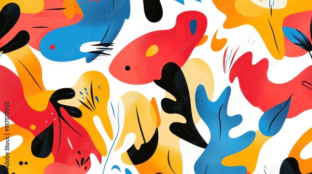 Vibrant abstract patterns burst with color, creating a lively modern flat illustration perfect for any design project. Vibrant abstract patterns burst with color, creating a lively modern flat illustration perfect for any design project.