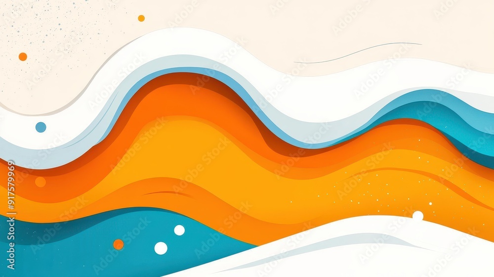 Vibrant orange curves create a lively backdrop, blending modern style with playful textures for a dynamic visual experience.