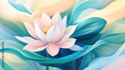Experience tranquility with this luxurious, colorful wall art featuring delicate line art of exotic flowers, perfect for relaxation.