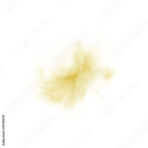 Ink splash of yellow color on a transparent background