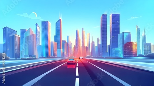 Dynamic Urban Through Bustling City Skyline and Modern Infrastructure