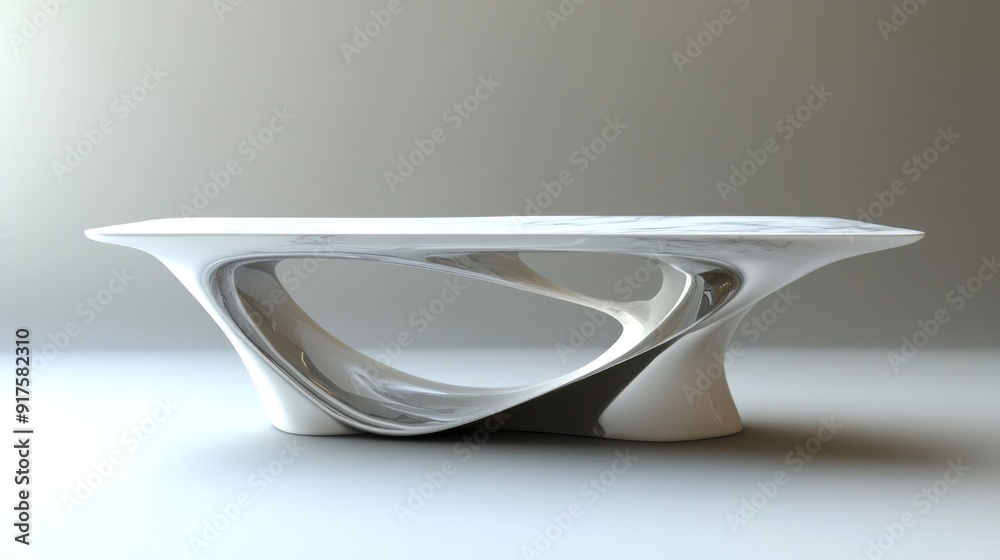Abstract White Table with Swirling Design Abstract White Table with Swirling Design