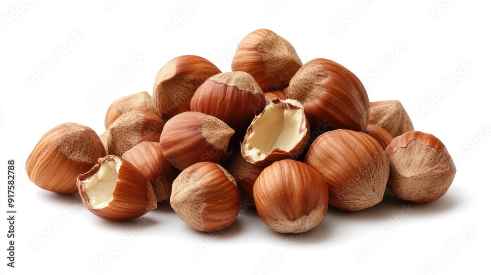 Pile of Hazelnuts Isolated on White Background Pile of Hazelnuts Isolated on White Background