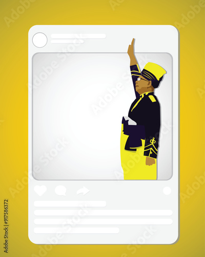 A vector of social media profile with a men raise up a hand as a symbol of independence day. Malaysia Merdeka and Indepence day concept