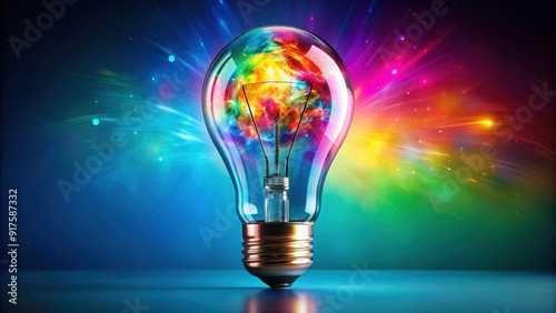 Colorful bulb representing creativity and ideas, creative, colorful, bulb,concept, idea, light, innovation, imagination