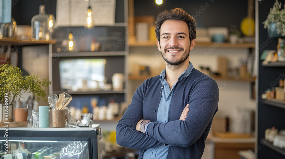 Fototapeta premium 笑顔で腕を組んだ男性