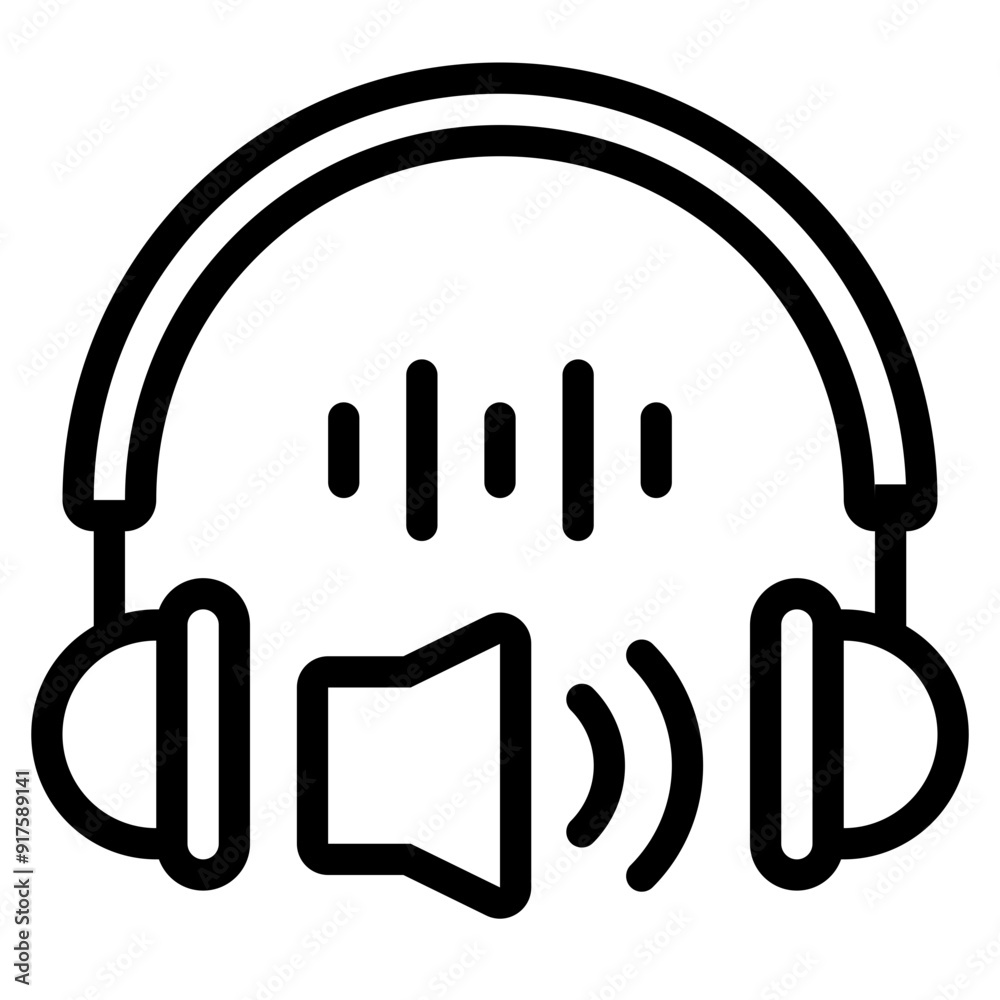 Audio Icon in Line Style Suitable for Web, Apps, Presentation, or Printable Meaning Audio Icon in Line Style Suitable for Web, Apps, Presentation, or Printable Meaning