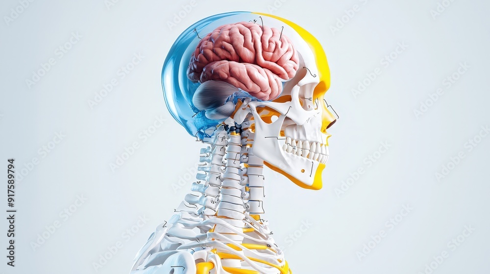 Detailed illustration of the human skeletal system with labeled bones ...