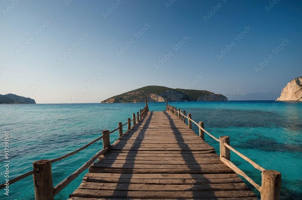 The wooden footbridge leading to the small island The wooden footbridge leading to the small island