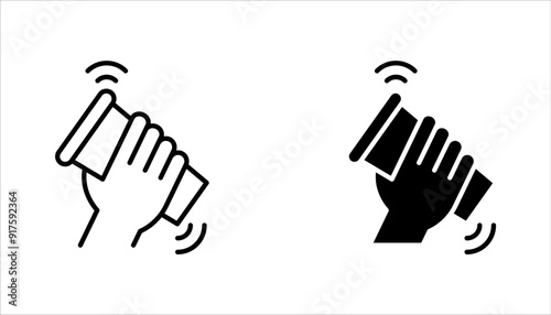 shake the bottle well, shaker icon set, hand holding drink, vector illustration on white background