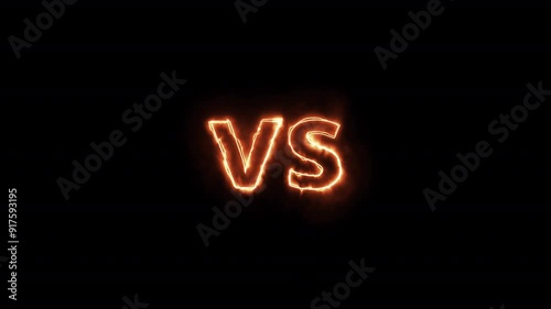 Versus battle  animation on black background, vs fire animation, Vs fire Animation, versus match Animation.