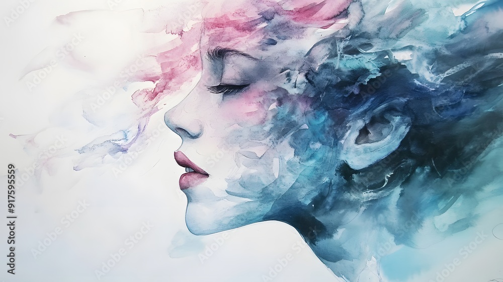 Fototapeta premium 4. Modern watercolor art showcasing a blend of soft pastel hues and fluid brushstrokes