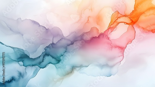 4. Modern watercolor art showcasing a blend of soft pastel hues and fluid brushstrokes