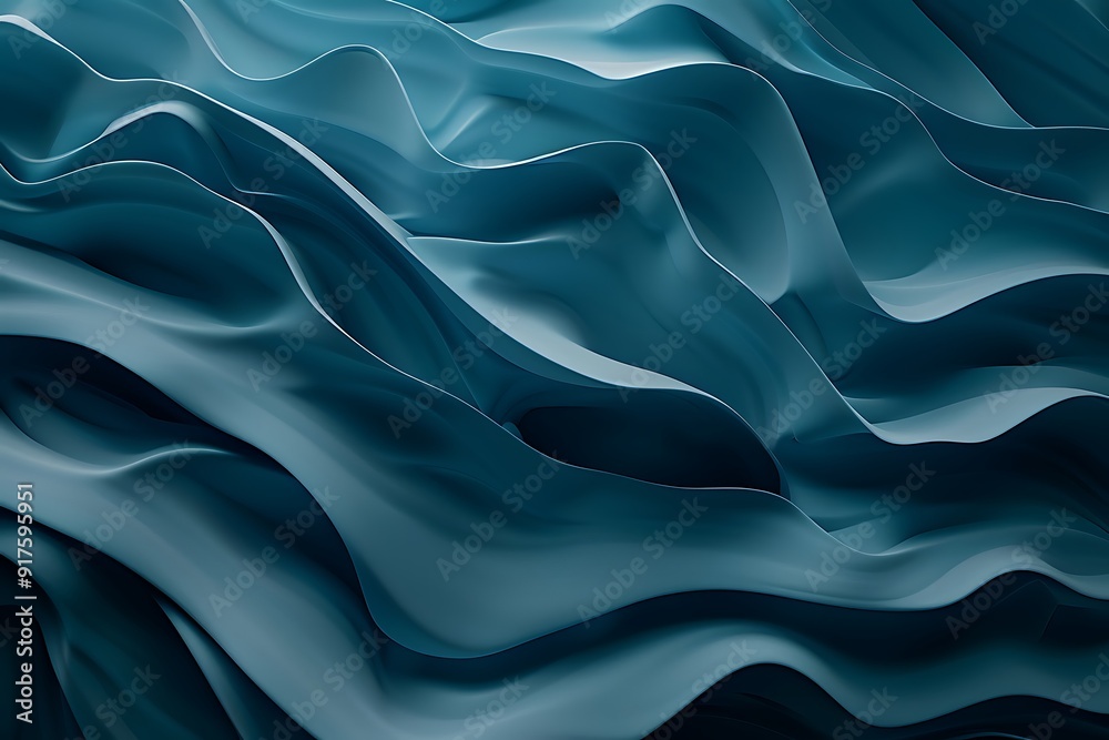 Obraz premium Abstract Teal Fabric Waves