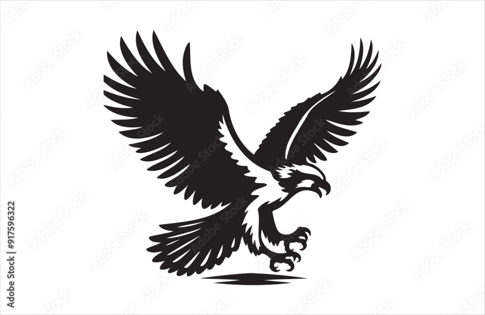Fototapeta premium a silhouette vector of Osprey icon in white background