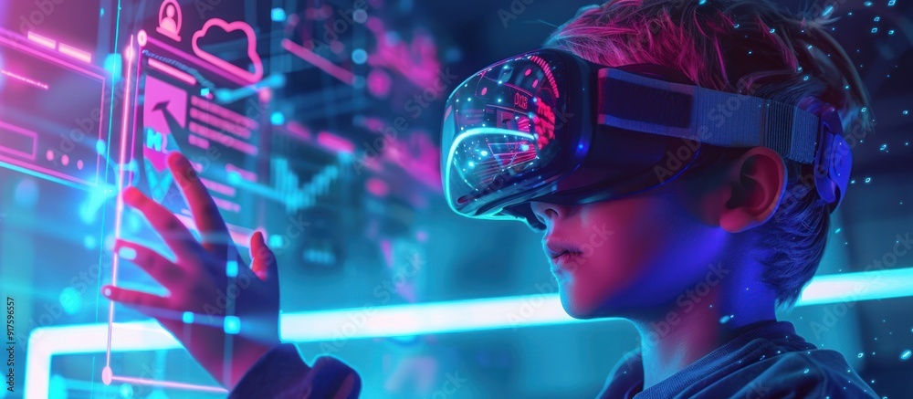 Young Boy Exploring Virtual Reality Young Boy Exploring Virtual Reality