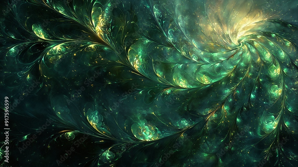 Obraz premium Swirling Fractal Patterns Vibrant Imagery Mystical Textures Ethereal Colors Organic Shapes Dynamic Flow