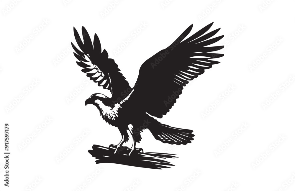 Fototapeta premium a silhouette vector of Osprey icon in white background