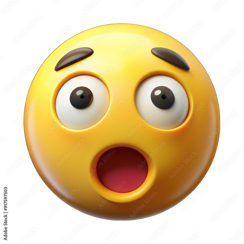 Fototapeta premium Shocked Yellow emoji isolated on transparent background