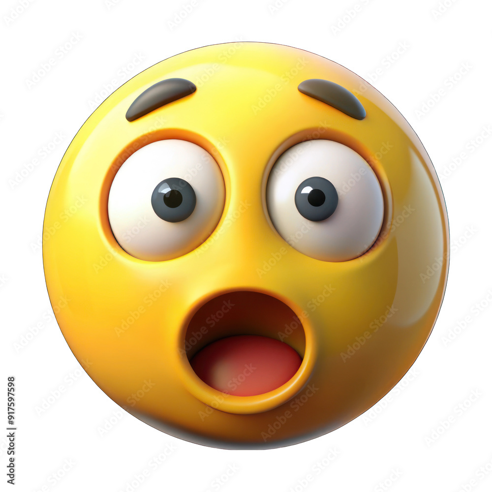Obraz premium Shocked Yellow emoji isolated on transparent background