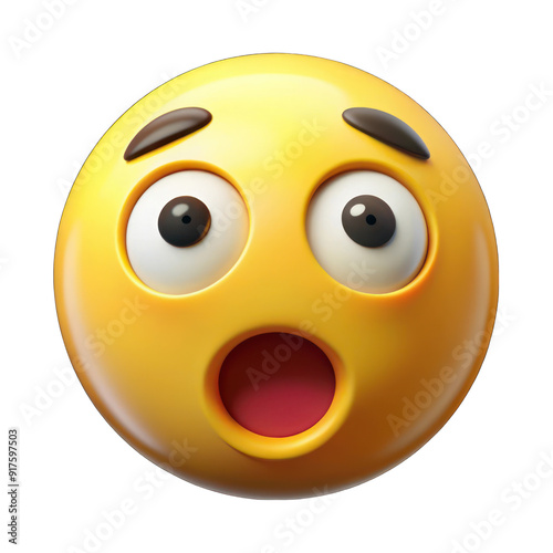 Shocked Yellow emoji isolated on transparent background