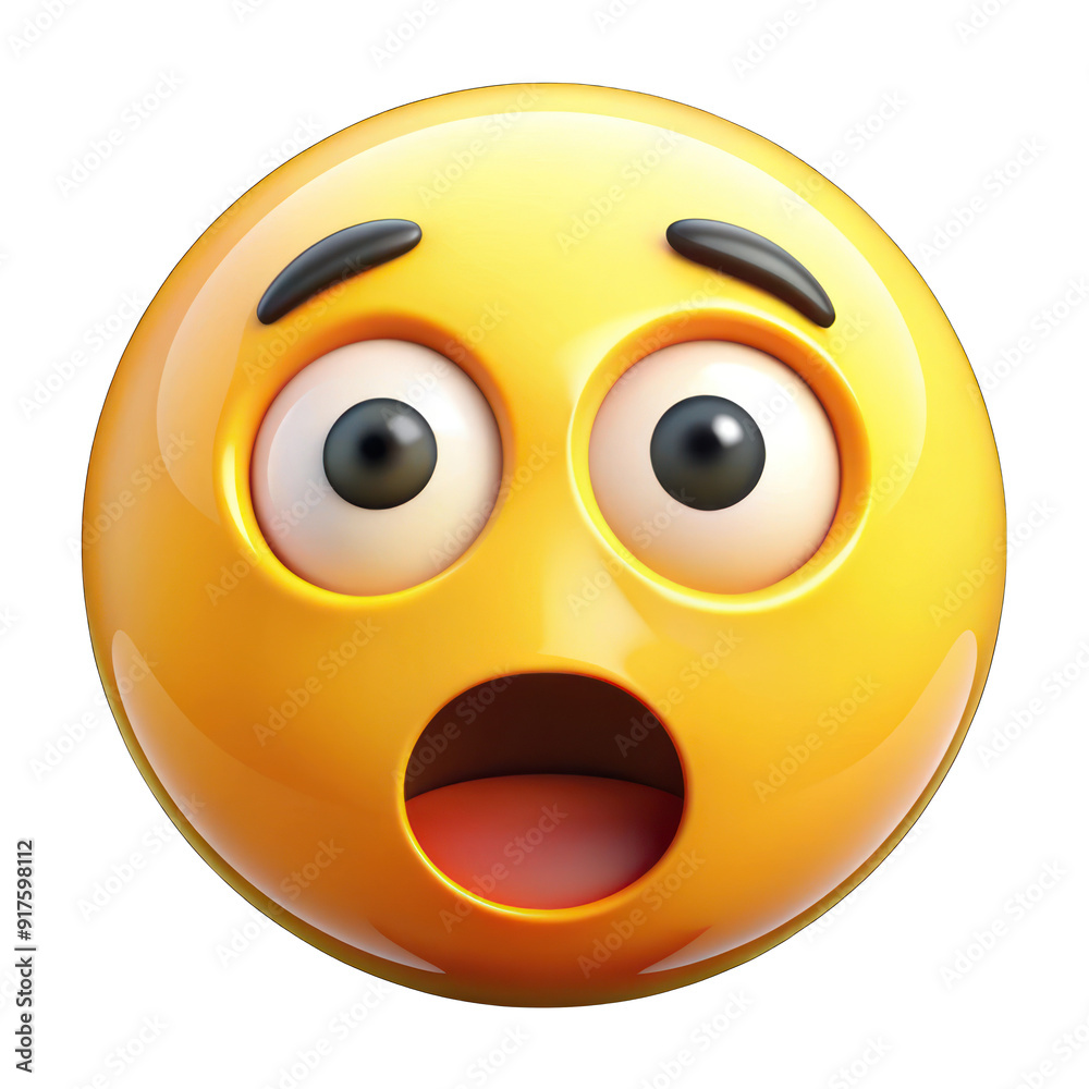 Fototapeta premium Shocked Yellow emoji isolated on transparent background