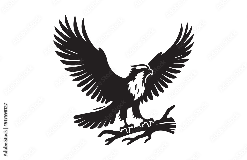 Obraz premium a silhouette vector of Osprey icon in white background