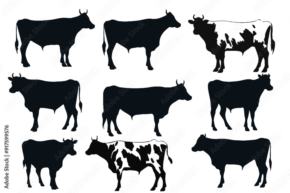 Cow Silhouette ICON Editable ai 