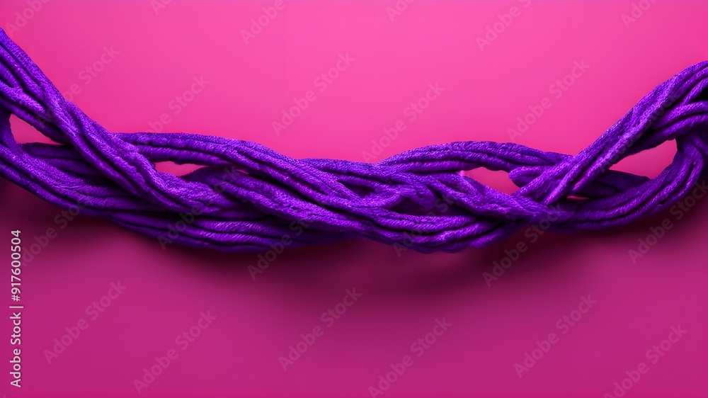 Close Up of Purple Rope Tied in a Secure Knot on Pink Background Close Up of Purple Rope Tied in a Secure Knot on Pink Background
