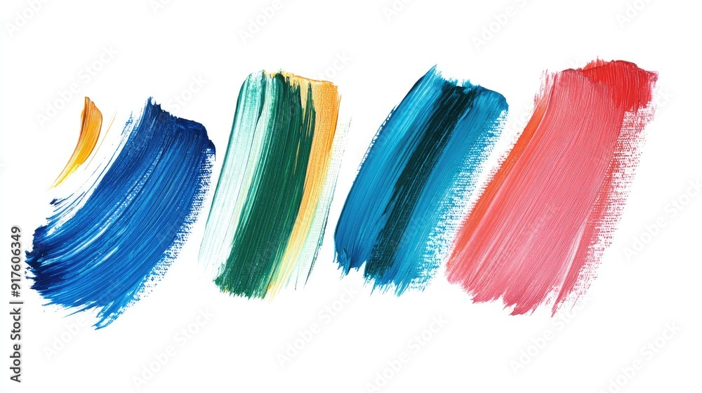 Abstract acrylic color brush strokes. Collection. Isolated on white. Abstract acrylic color brush strokes. Collection. Isolated on white.